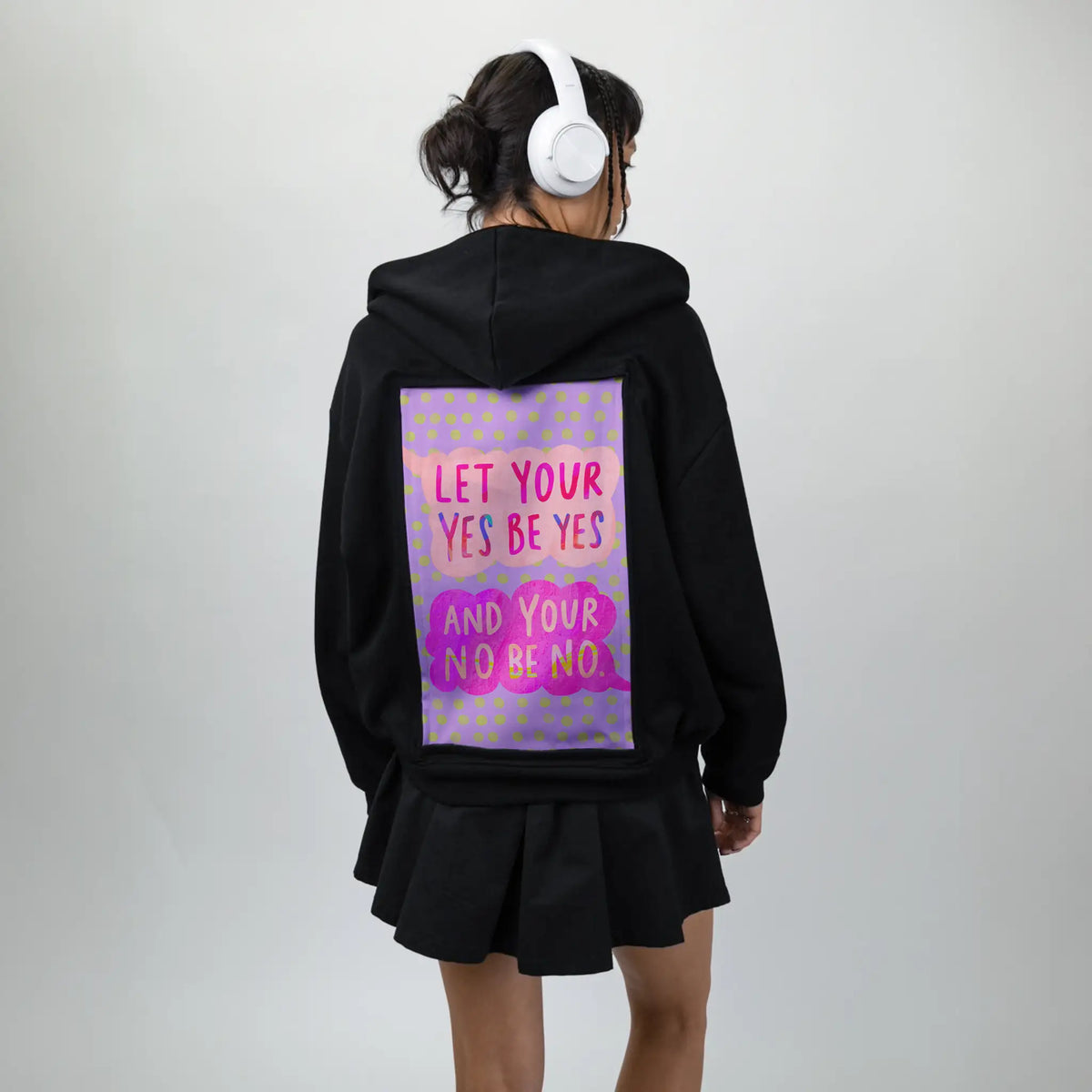 yesbeyes patch on female essential zip hoodie in after hours