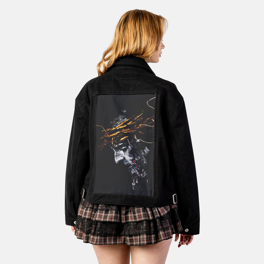 yeshua patch on female atelier canvas jacket in nightfall