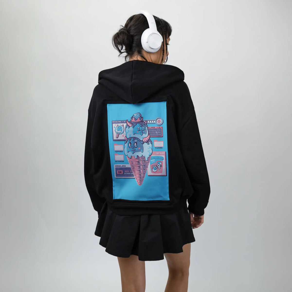 yeticecream patch on female essential zip hoodie in after hours