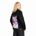yokaiguardian patch on female og denim jacket in raven