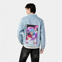 yokaiguardian patch on male og denim jacket in oceanside