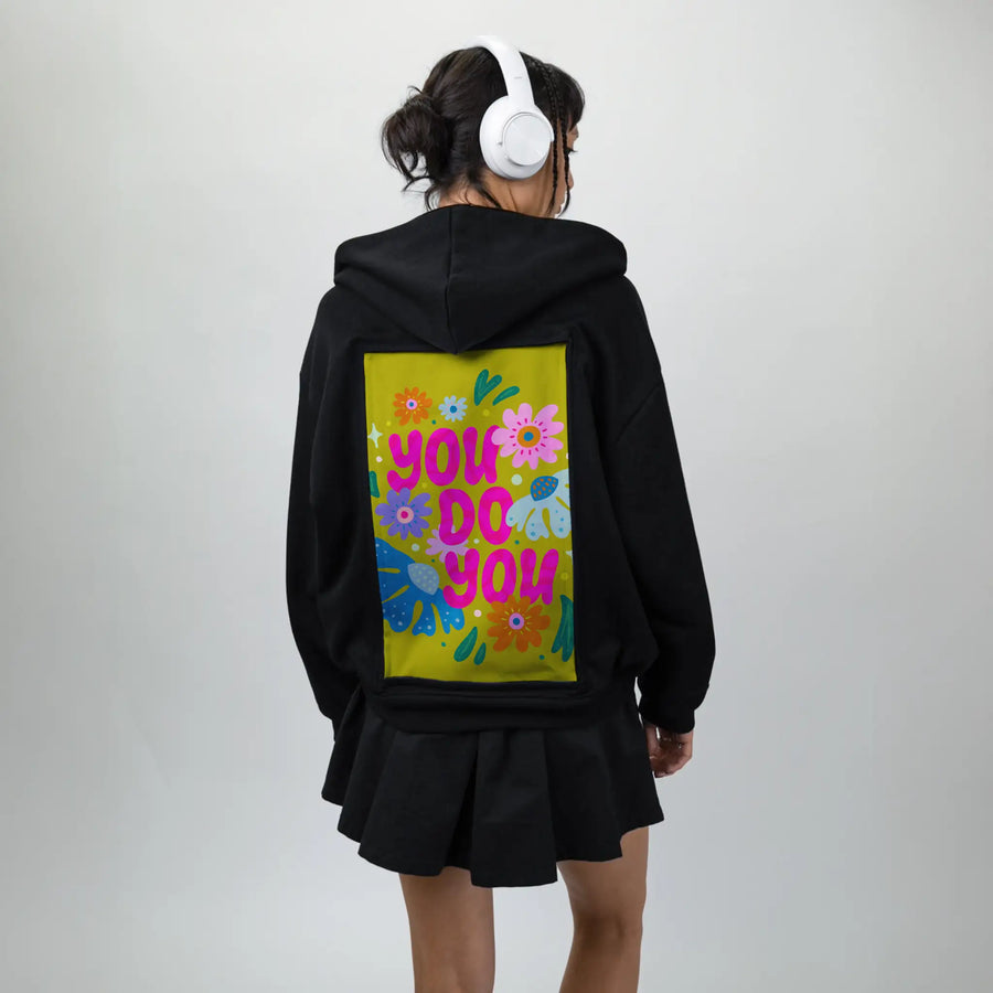youdoyou patch on female essential zip hoodie in after hours