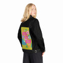 youdoyou patch on female og denim jacket in raven