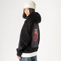 youremine patch on female retro cord hoodie in onyx