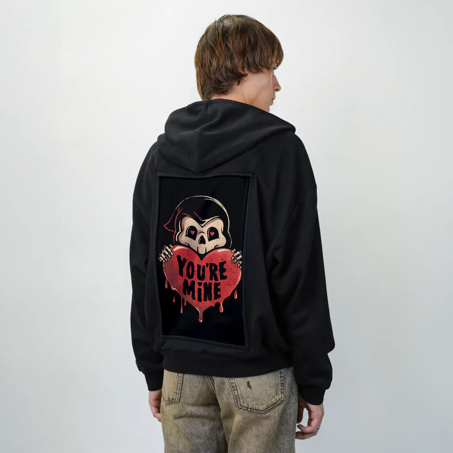 youremine patch on male essential zip hoodie in after hours