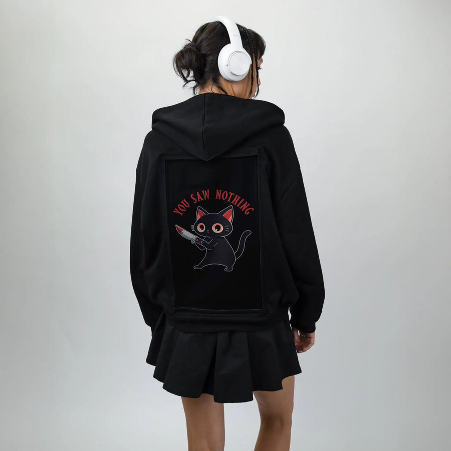 yousawnothing patch on female essential zip hoodie in after hours
