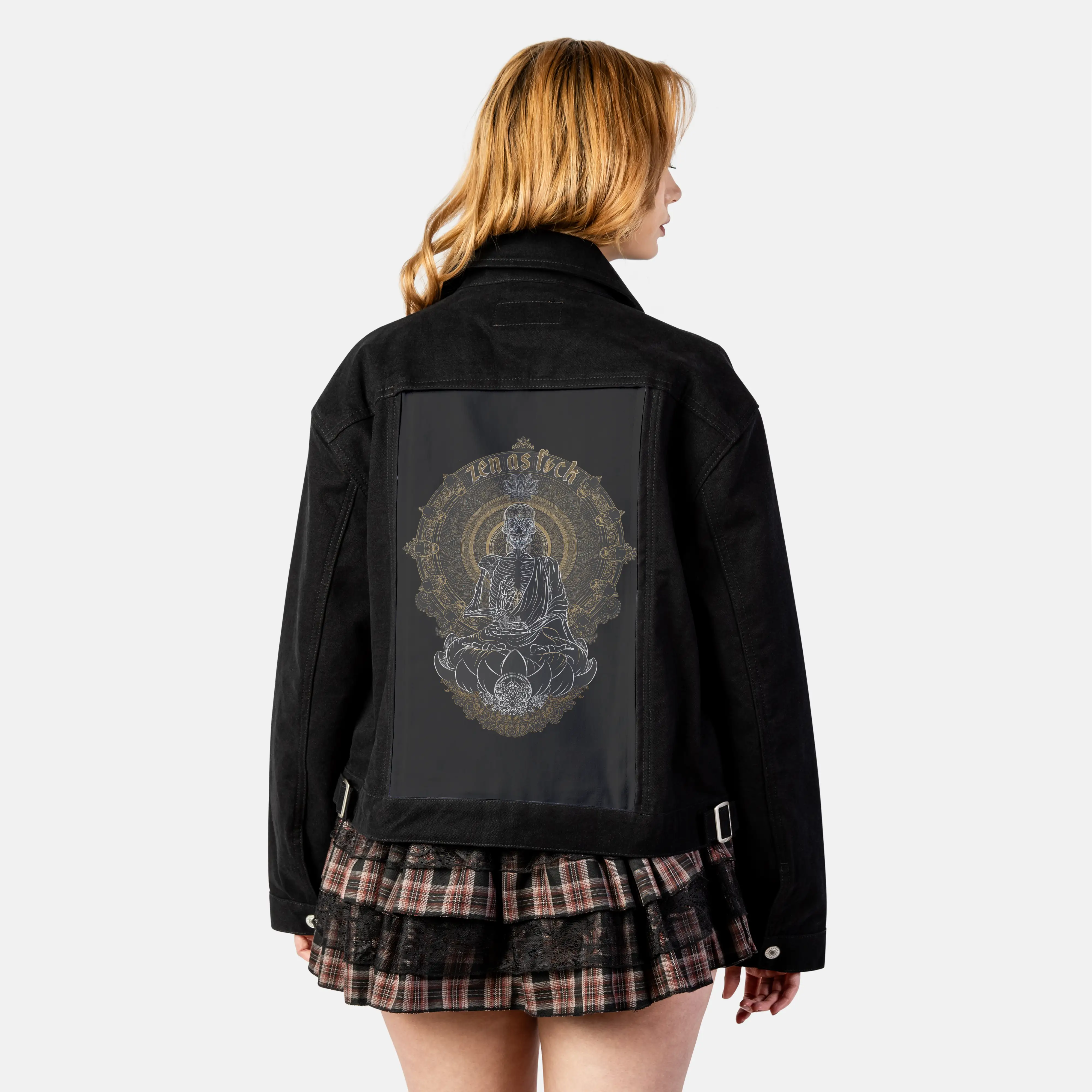 zen patch on female atelier canvas jacket in nightfall