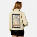 zenneko patch on female atelier canvas jacket in tan