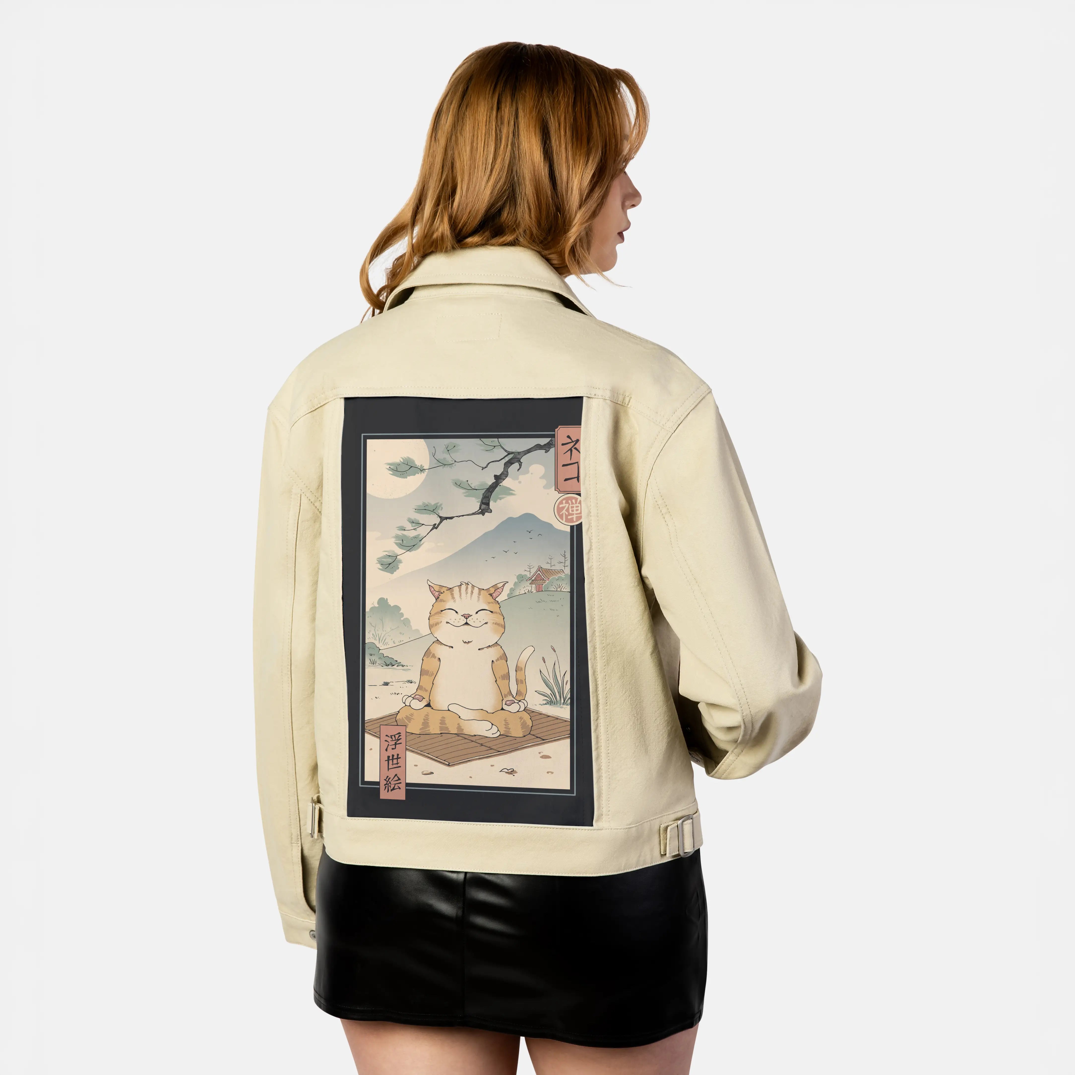 zenneko patch on female atelier canvas jacket in tan