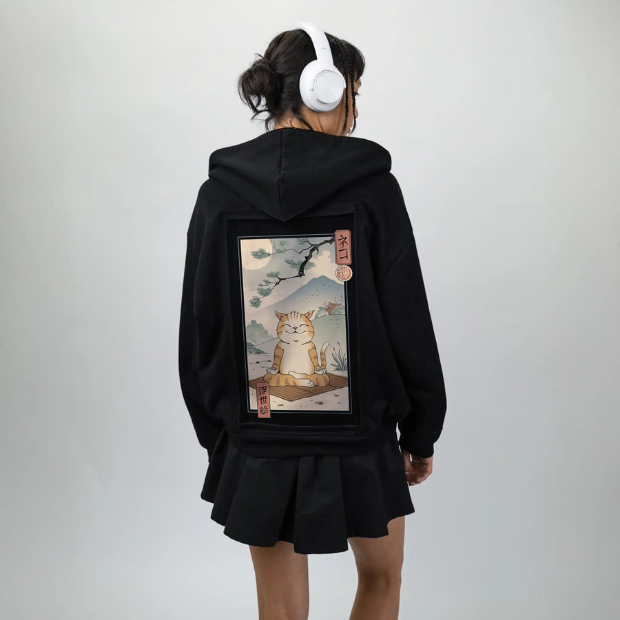 zenneko patch on female essential zip hoodie in after hours