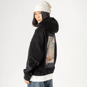 zenneko patch on female retro cord hoodie in onyx