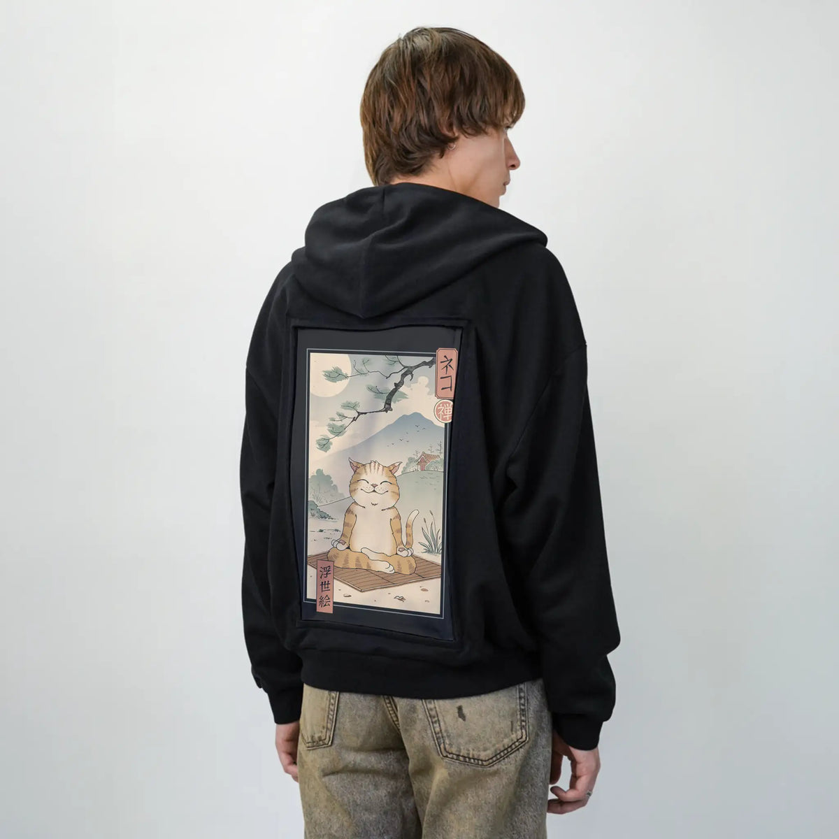 zenneko patch on male essential zip hoodie in after hours