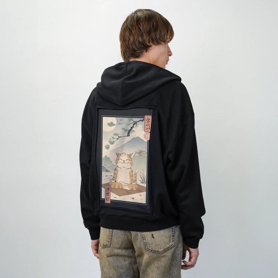 zenneko patch on male essential zip hoodie in after hours