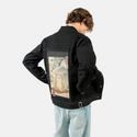 zenneko patch on male og denim jacket in raven