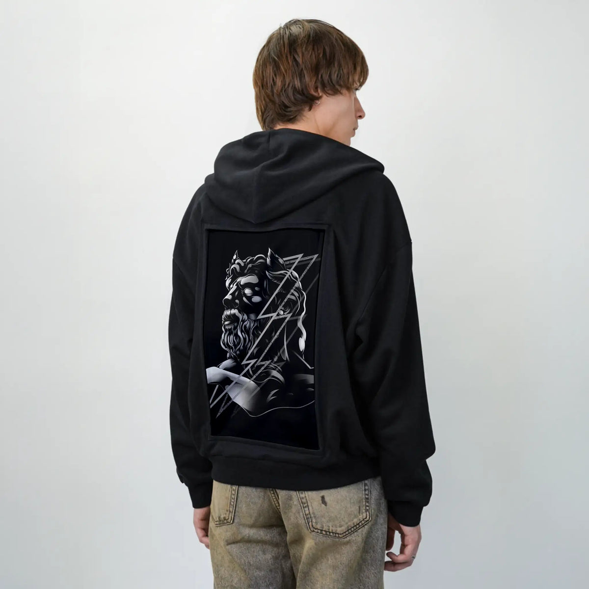 zeus patch on male essential zip hoodie in after hours