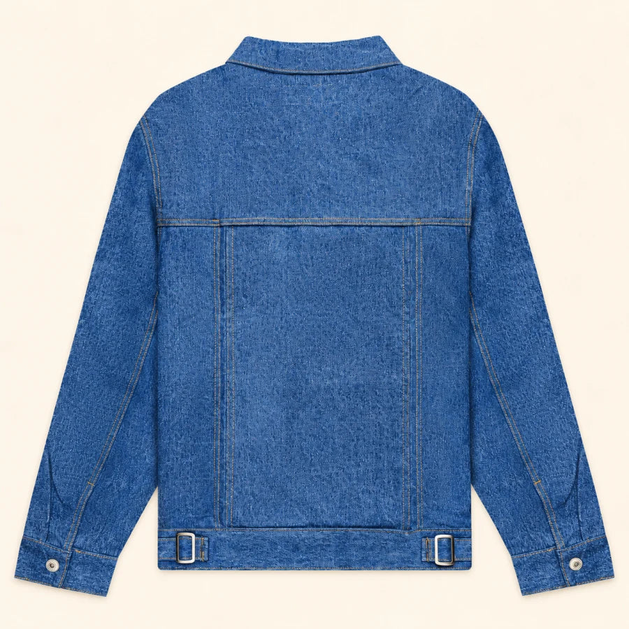 Cobalt Denim Jacket: back and integrated panel