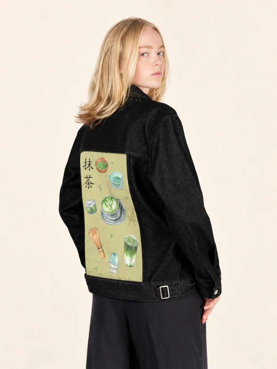 Raven Denim Jacket with Matcha art panel