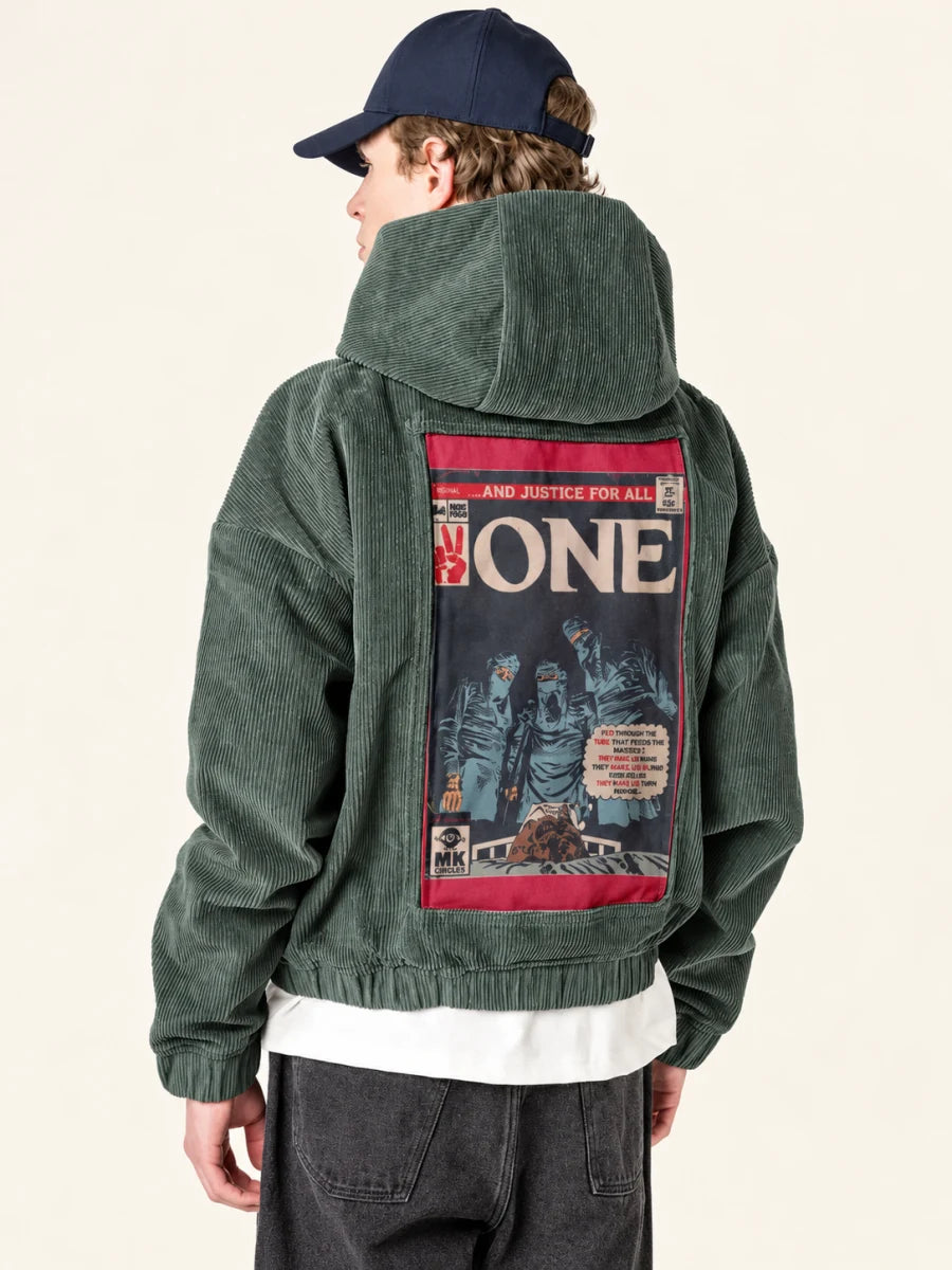Sage Hoodie with One art panel