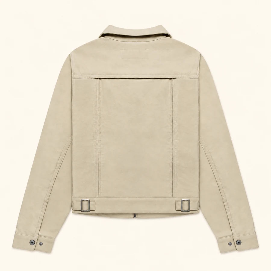 Tan Workwear Jacket: back and integrated panel