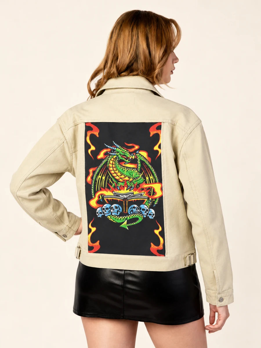 Tan Workwear Jacket with Dungeon Master art panel