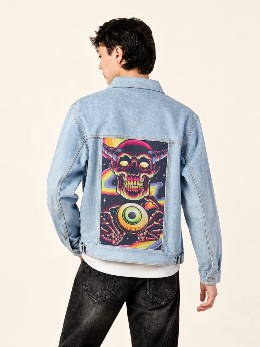 Oceanside Denim Jacket with Nightmare art panel